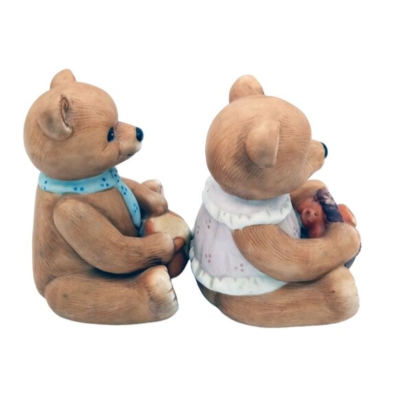 Homco Bears Mama Apple Basket Papa Honey Pot 4 inches Vintage 1980s Autumn Fall - Picture 8 of 12